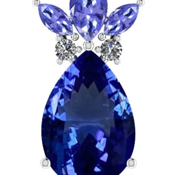 Certified 3.31 Ctw VS/SI1 Tanzanite, Garnet And Diamond pendant in a white gold - Picture 2 of 3